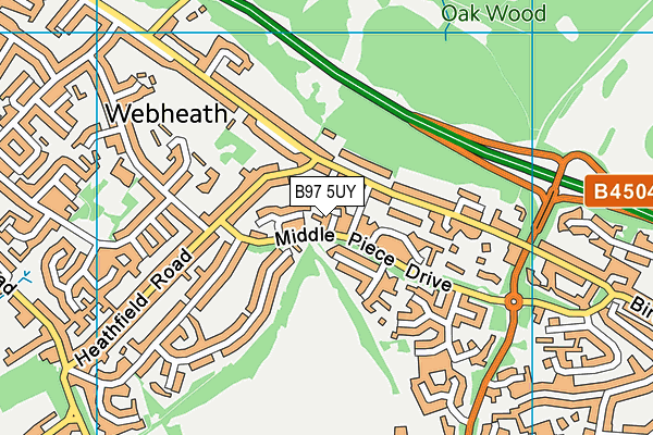 B97 5UY map - OS VectorMap District (Ordnance Survey)