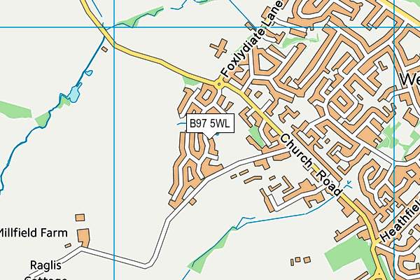 B97 5WL map - OS VectorMap District (Ordnance Survey)