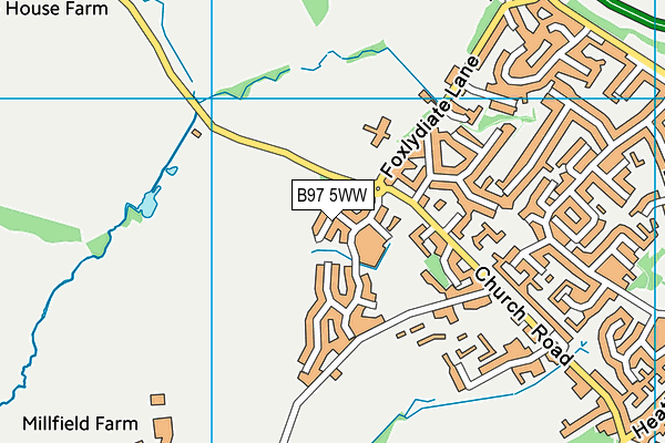 B97 5WW map - OS VectorMap District (Ordnance Survey)