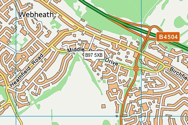 B97 5XB map - OS VectorMap District (Ordnance Survey)