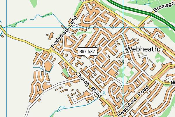 B97 5XZ map - OS VectorMap District (Ordnance Survey)