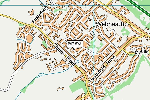 B97 5YA map - OS VectorMap District (Ordnance Survey)