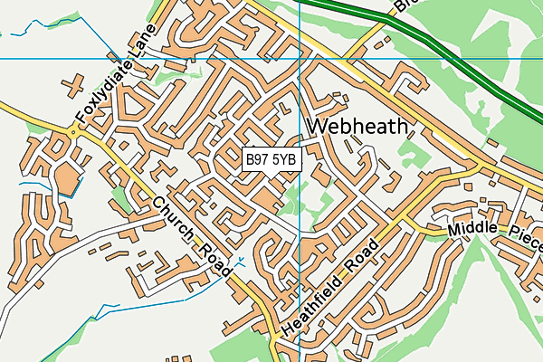 B97 5YB map - OS VectorMap District (Ordnance Survey)