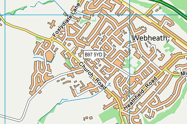 B97 5YD map - OS VectorMap District (Ordnance Survey)