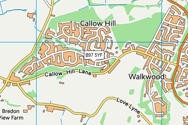 B97 5YF map - OS VectorMap District (Ordnance Survey)