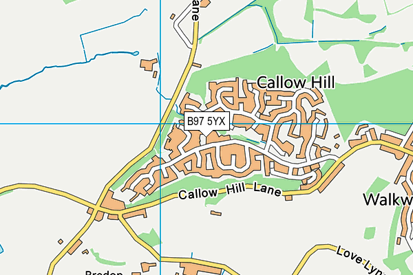 B97 5YX map - OS VectorMap District (Ordnance Survey)