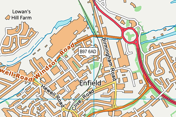 B97 6AD map - OS VectorMap District (Ordnance Survey)