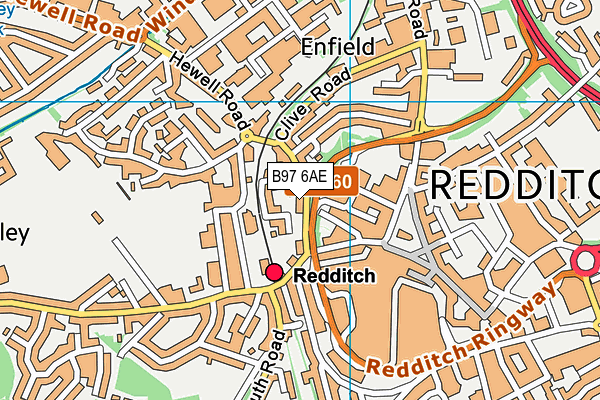 B97 6AE map - OS VectorMap District (Ordnance Survey)