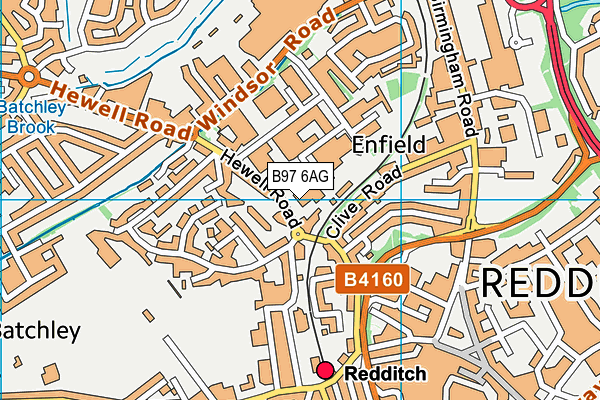 B97 6AG map - OS VectorMap District (Ordnance Survey)