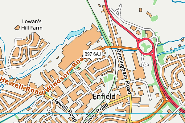 B97 6AJ map - OS VectorMap District (Ordnance Survey)