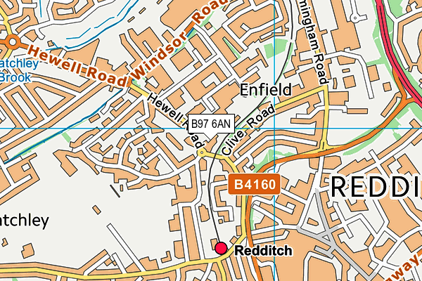 B97 6AN map - OS VectorMap District (Ordnance Survey)