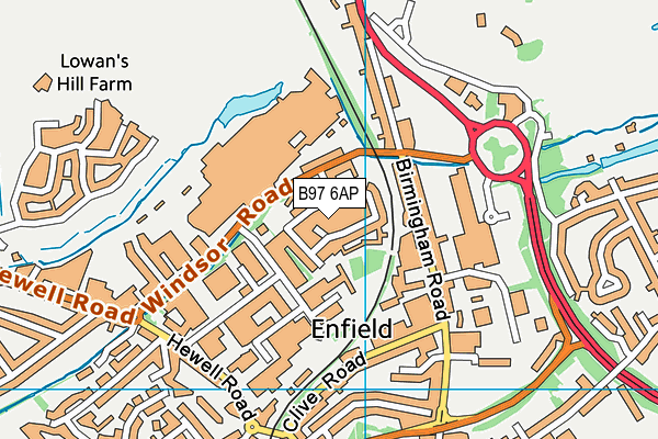 B97 6AP map - OS VectorMap District (Ordnance Survey)