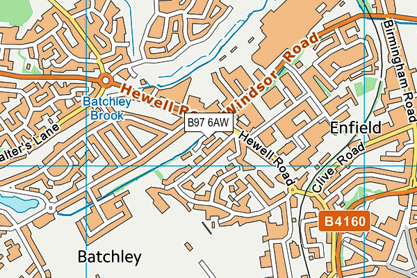 B97 6AW map - OS VectorMap District (Ordnance Survey)