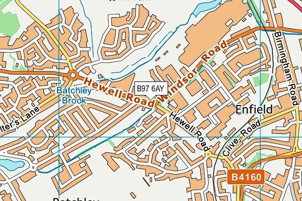 B97 6AY map - OS VectorMap District (Ordnance Survey)