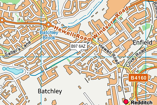 B97 6AZ map - OS VectorMap District (Ordnance Survey)