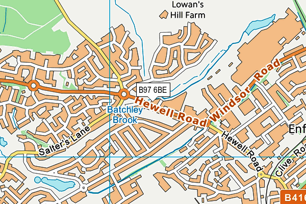 B97 6BE map - OS VectorMap District (Ordnance Survey)