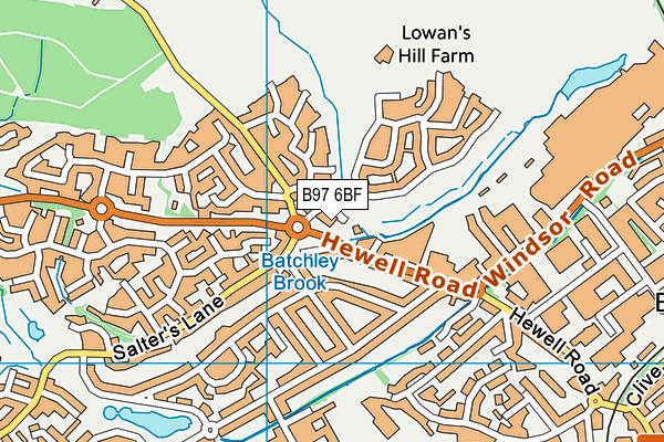 B97 6BF map - OS VectorMap District (Ordnance Survey)