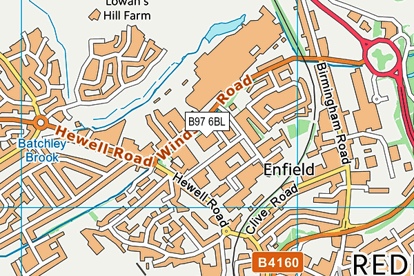 B97 6BL map - OS VectorMap District (Ordnance Survey)