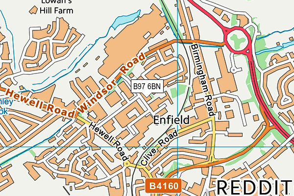 B97 6BN map - OS VectorMap District (Ordnance Survey)