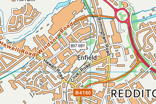 B97 6BY map - OS VectorMap District (Ordnance Survey)