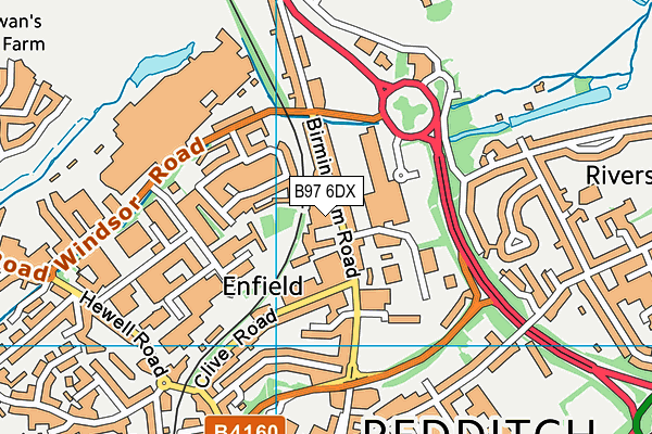 B97 6DX map - OS VectorMap District (Ordnance Survey)