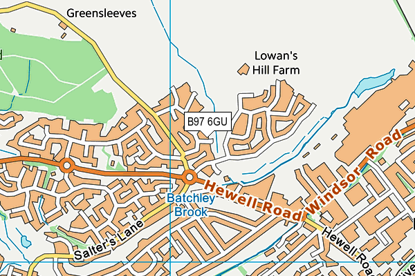 B97 6GU map - OS VectorMap District (Ordnance Survey)