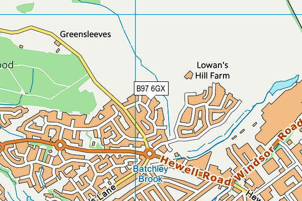 B97 6GX map - OS VectorMap District (Ordnance Survey)