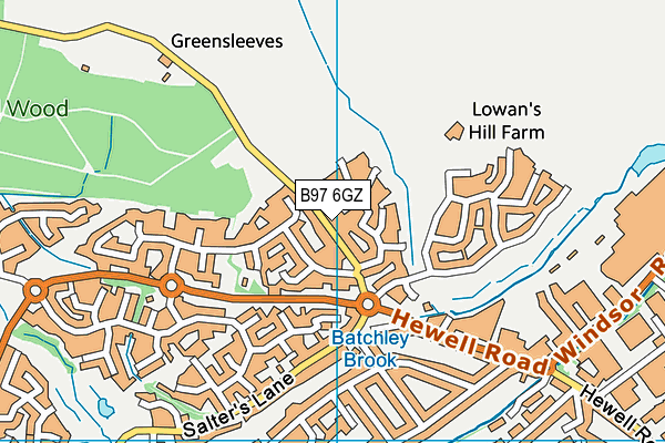 B97 6GZ map - OS VectorMap District (Ordnance Survey)