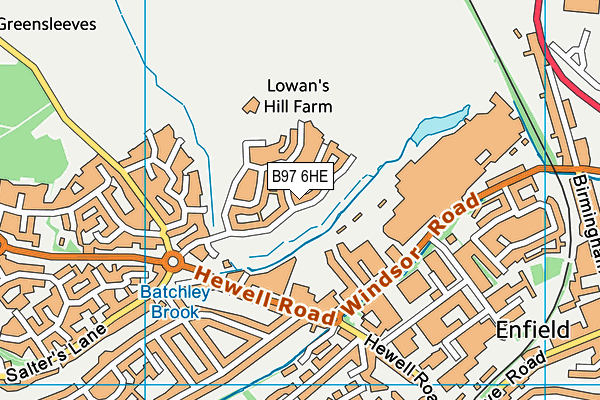 B97 6HE map - OS VectorMap District (Ordnance Survey)