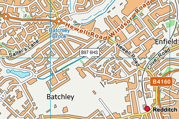 B97 6HS map - OS VectorMap District (Ordnance Survey)