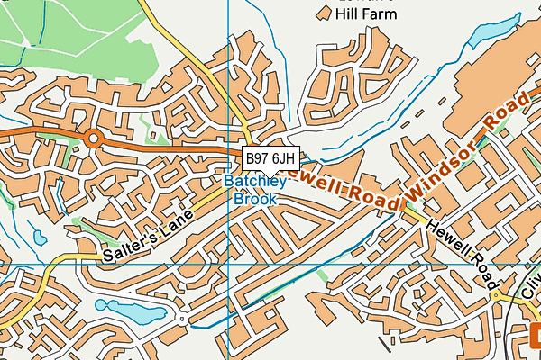 B97 6JH map - OS VectorMap District (Ordnance Survey)