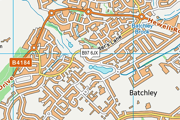 B97 6JX map - OS VectorMap District (Ordnance Survey)