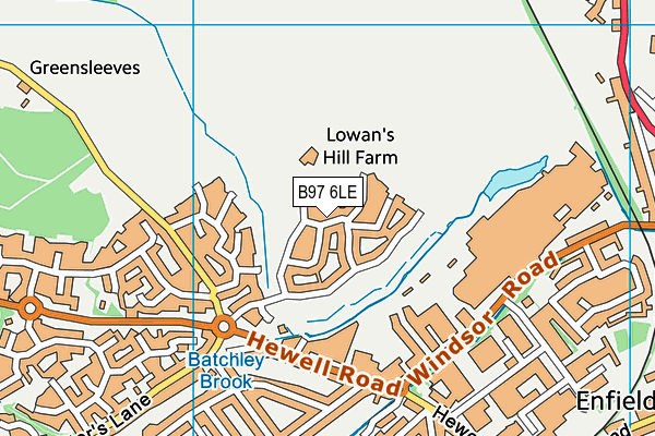 B97 6LE map - OS VectorMap District (Ordnance Survey)