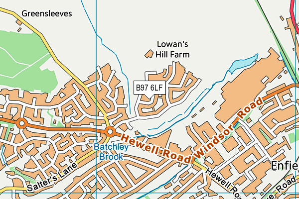 B97 6LF map - OS VectorMap District (Ordnance Survey)