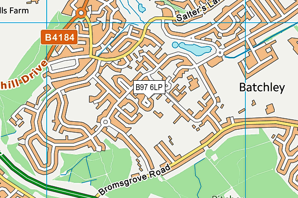B97 6LP map - OS VectorMap District (Ordnance Survey)