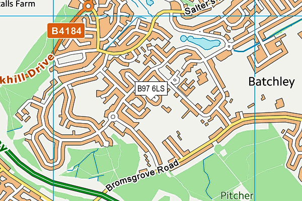 B97 6LS map - OS VectorMap District (Ordnance Survey)