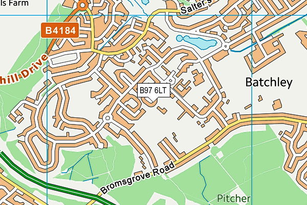 B97 6LT map - OS VectorMap District (Ordnance Survey)