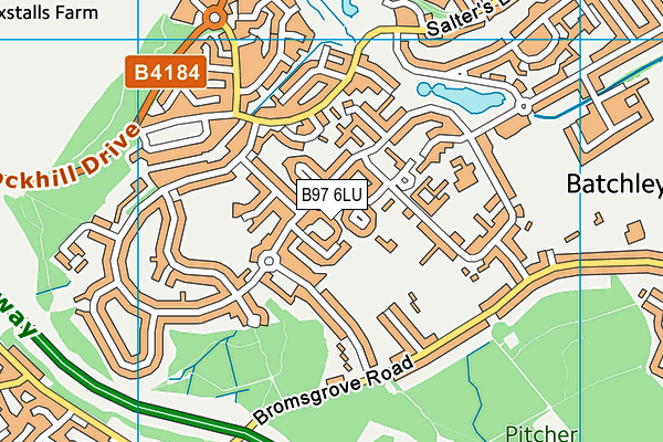 B97 6LU map - OS VectorMap District (Ordnance Survey)