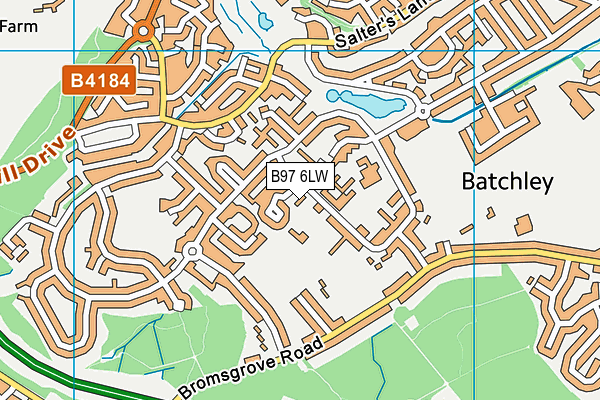 B97 6LW map - OS VectorMap District (Ordnance Survey)