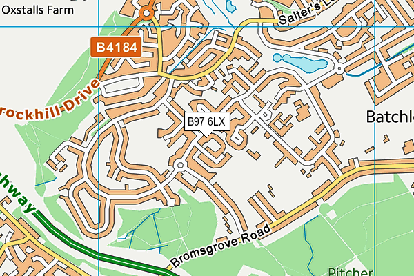 B97 6LX map - OS VectorMap District (Ordnance Survey)