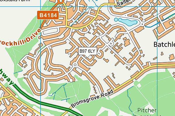 B97 6LY map - OS VectorMap District (Ordnance Survey)