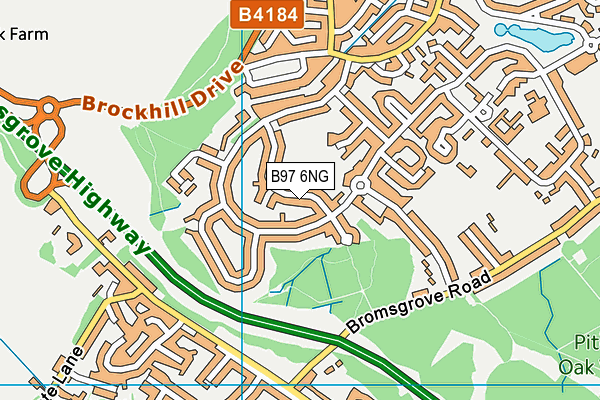 B97 6NG map - OS VectorMap District (Ordnance Survey)