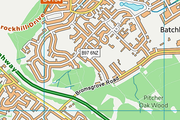 B97 6NZ map - OS VectorMap District (Ordnance Survey)