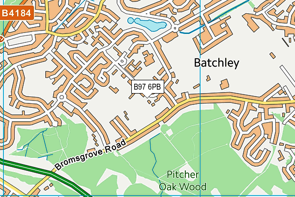 Redditch Borough Community Sports And Social Club map (B97 6PB) - OS VectorMap District (Ordnance Survey)