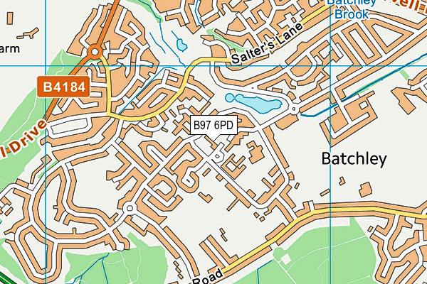 B97 6PD map - OS VectorMap District (Ordnance Survey)