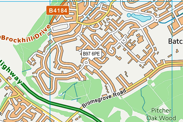 B97 6PE map - OS VectorMap District (Ordnance Survey)