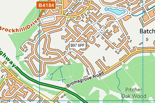 B97 6PF map - OS VectorMap District (Ordnance Survey)