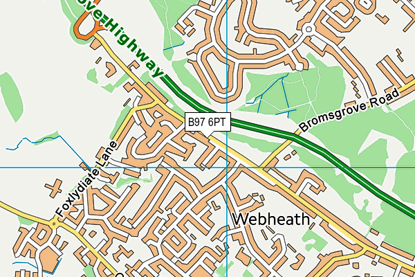 B97 6PT map - OS VectorMap District (Ordnance Survey)