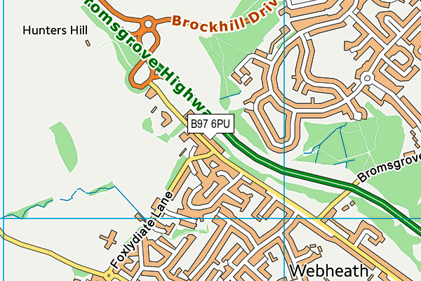 B97 6PU map - OS VectorMap District (Ordnance Survey)