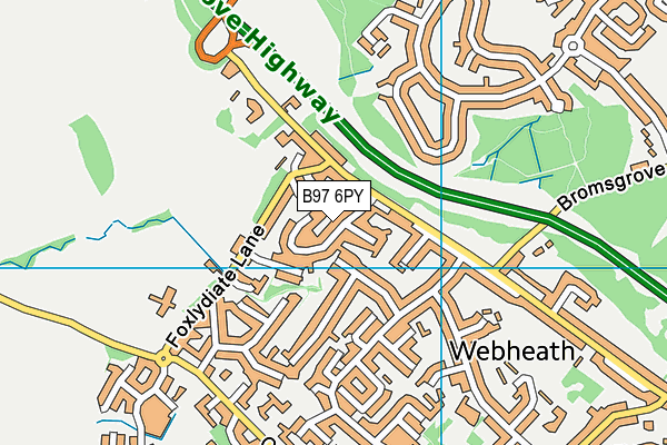 B97 6PY map - OS VectorMap District (Ordnance Survey)